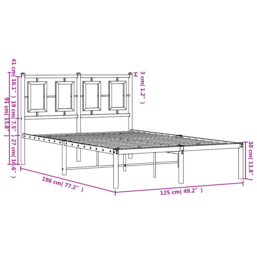 Bedframe met hoofdbord metaal wit 120x190 cm is nu te koop bij PeponiXL, paradijselijk wonen!