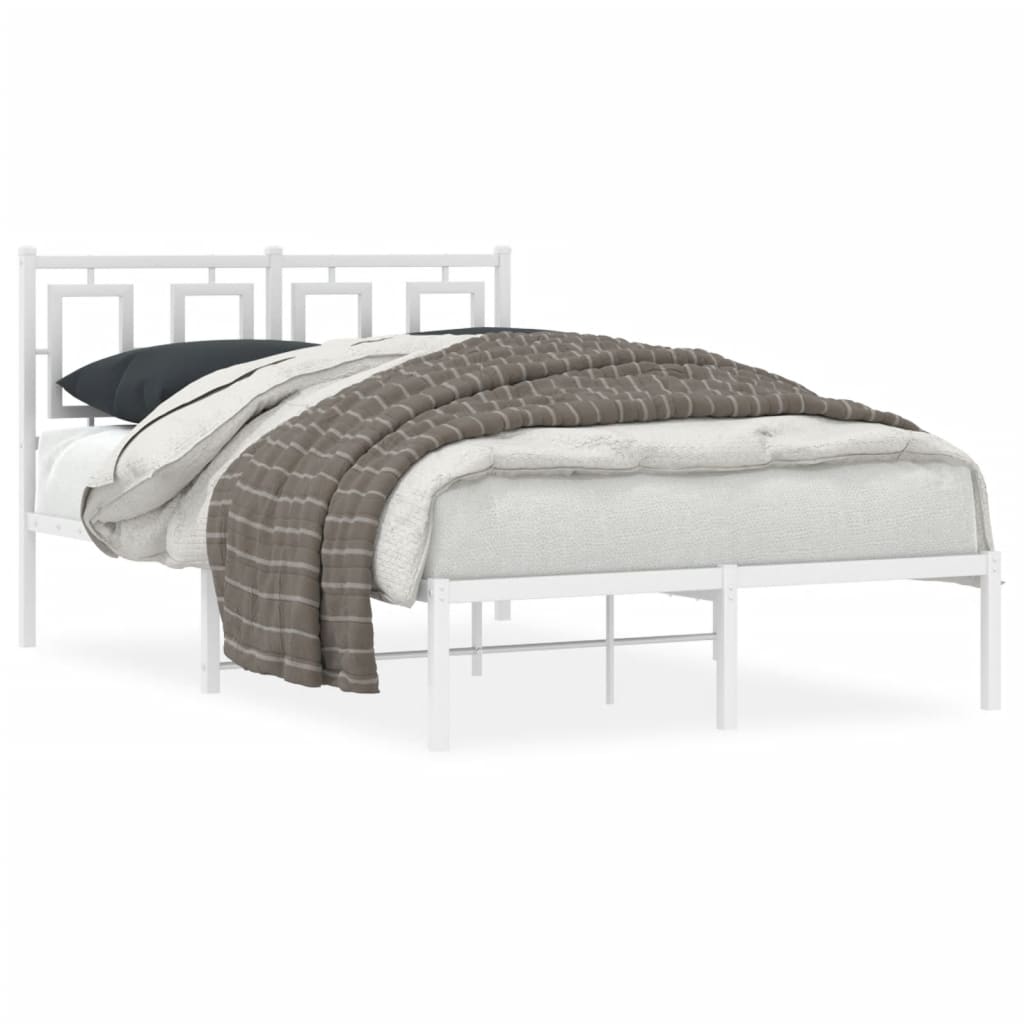 Bedframe met hoofdbord metaal wit 120x190 cm is nu te koop bij PeponiXL, paradijselijk wonen!