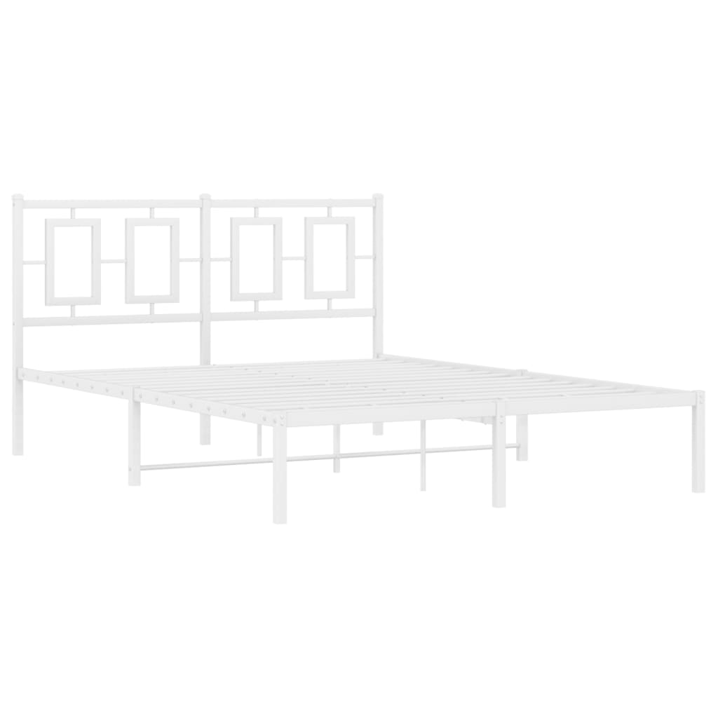 Bedframe met hoofdbord metaal wit 140x190 cm is nu te koop bij PeponiXL, paradijselijk wonen!