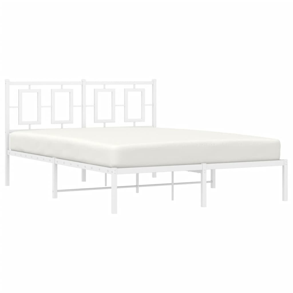 Bedframe met hoofdbord metaal wit 140x190 cm is nu te koop bij PeponiXL, paradijselijk wonen!