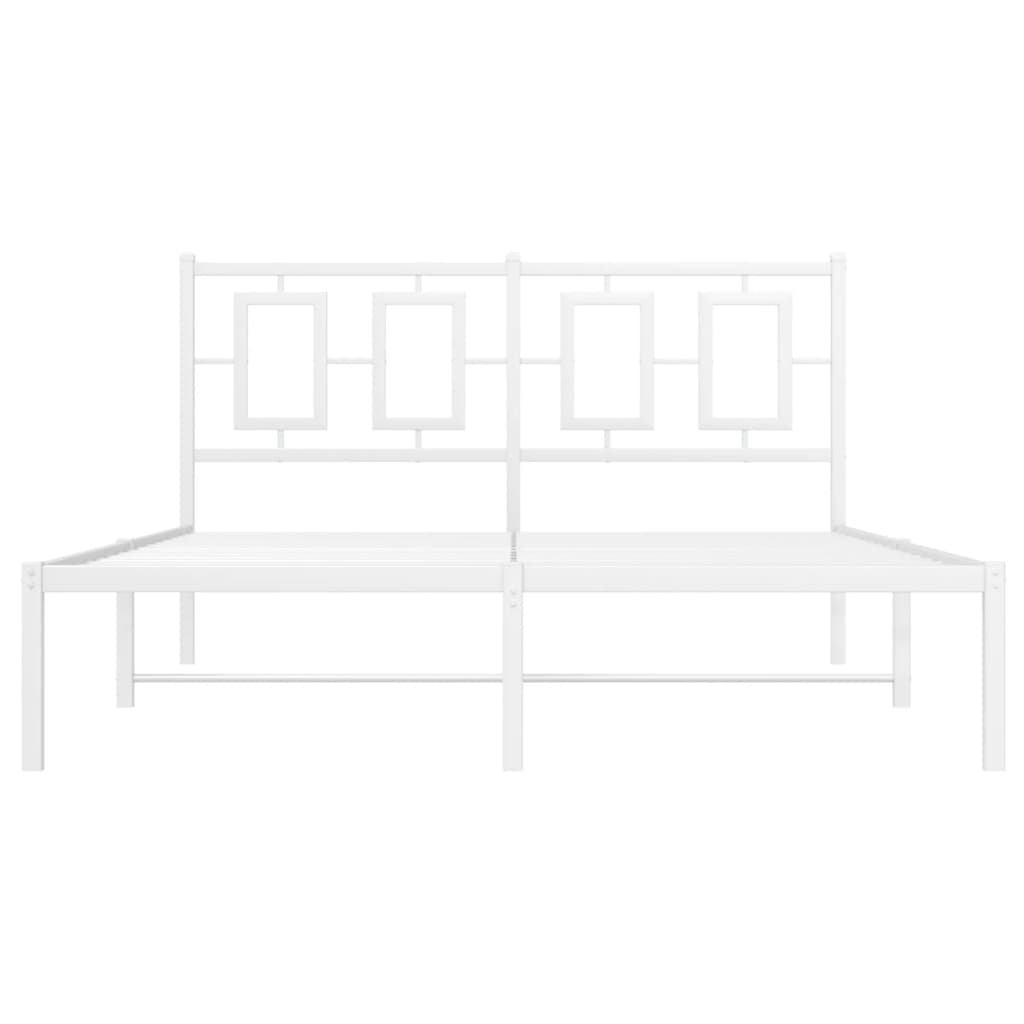 Bedframe met hoofdbord metaal wit 140x190 cm is nu te koop bij PeponiXL, paradijselijk wonen!