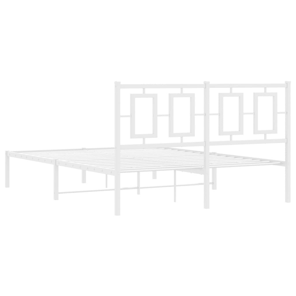 Bedframe met hoofdbord metaal wit 140x190 cm is nu te koop bij PeponiXL, paradijselijk wonen!