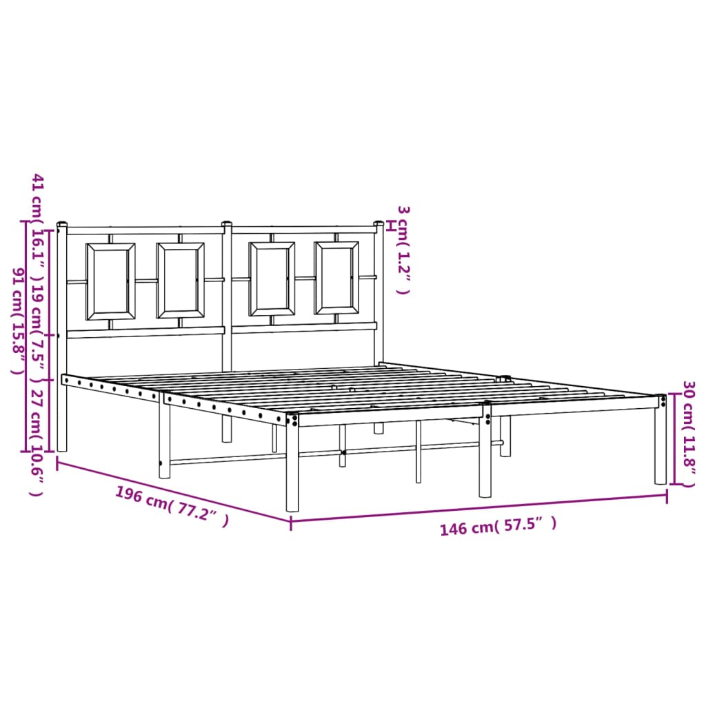 Bedframe met hoofdbord metaal wit 140x190 cm is nu te koop bij PeponiXL, paradijselijk wonen!