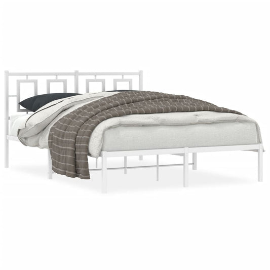 Bedframe met hoofdbord metaal wit 140x190 cm is nu te koop bij PeponiXL, paradijselijk wonen!