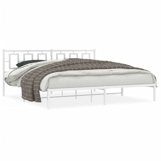 Bedframe met hoofdbord metaal wit 193x203 cm is nu te koop bij PeponiXL, paradijselijk wonen!