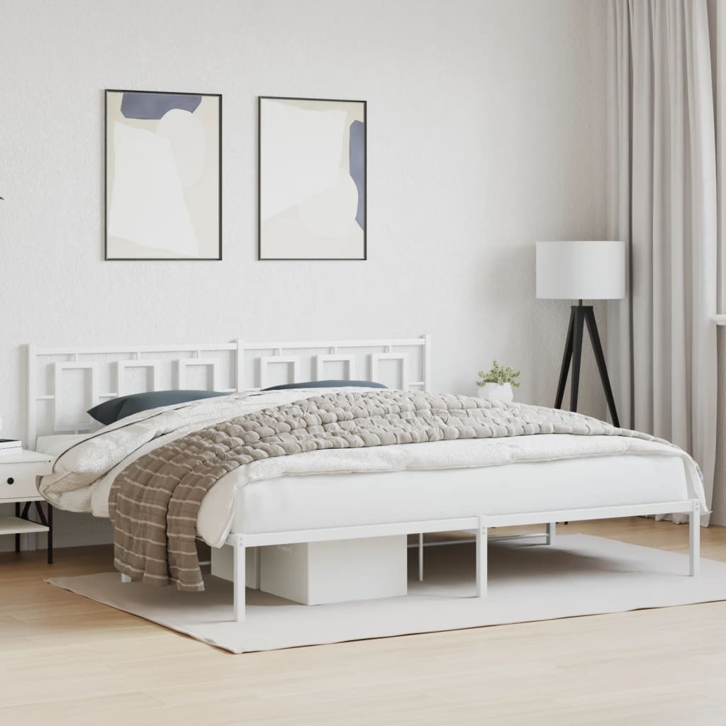 Bedframe met hoofdbord metaal wit 200x200 cm is nu te koop bij PeponiXL, paradijselijk wonen!