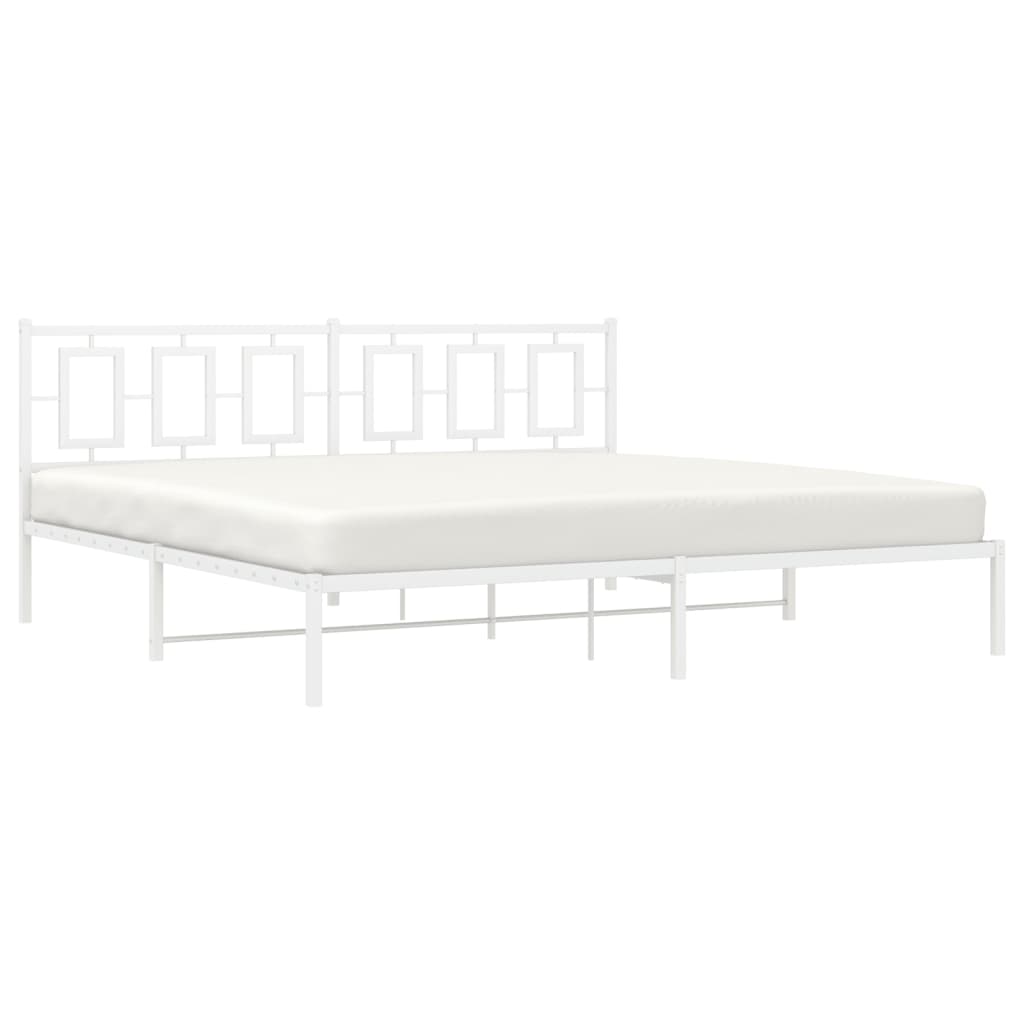 Bedframe met hoofdbord metaal wit 200x200 cm is nu te koop bij PeponiXL, paradijselijk wonen!