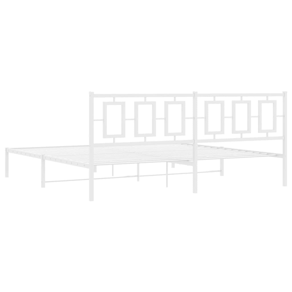 Bedframe met hoofdbord metaal wit 200x200 cm is nu te koop bij PeponiXL, paradijselijk wonen!