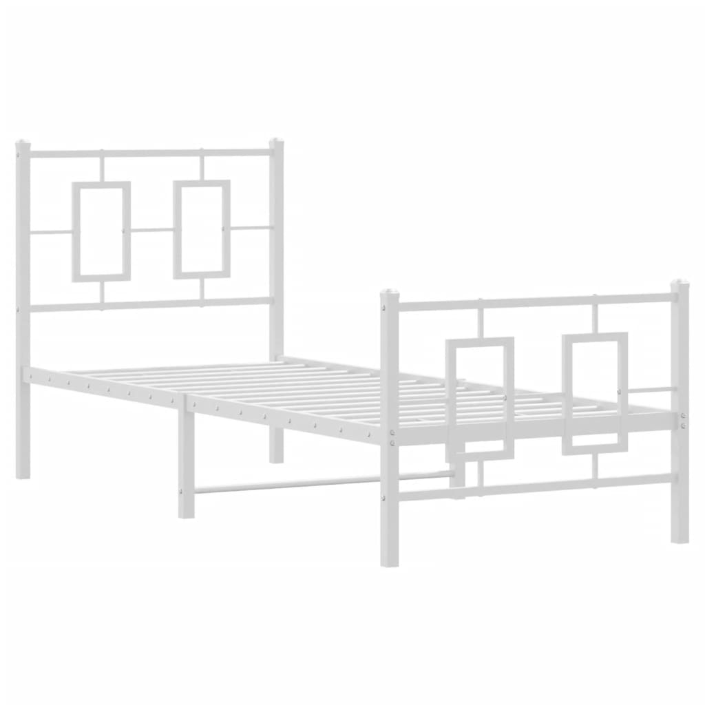 Bedframe met hoofd- en voeteneinde metaal wit 75x190 cm is nu te koop bij PeponiXL, paradijselijk wonen!