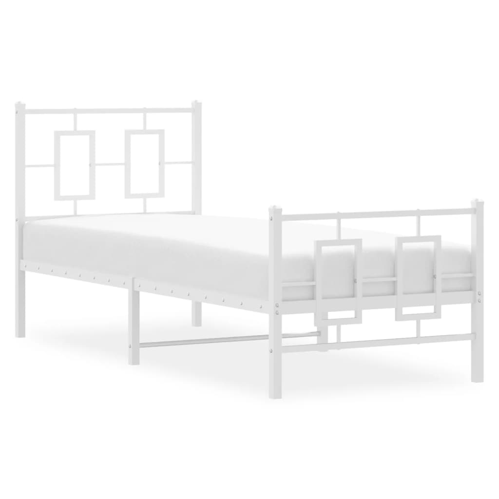 Bedframe met hoofd- en voeteneinde metaal wit 75x190 cm is nu te koop bij PeponiXL, paradijselijk wonen!