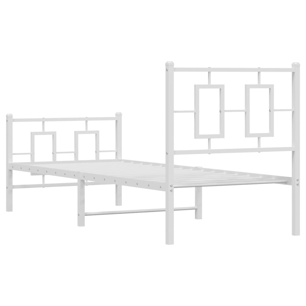 Bedframe met hoofd- en voeteneinde metaal wit 75x190 cm is nu te koop bij PeponiXL, paradijselijk wonen!