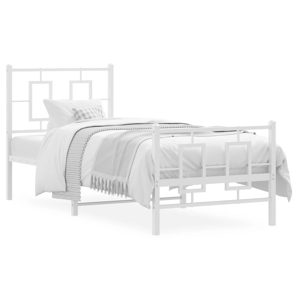 Bedframe met hoofd- en voeteneinde metaal wit 75x190 cm is nu te koop bij PeponiXL, paradijselijk wonen!