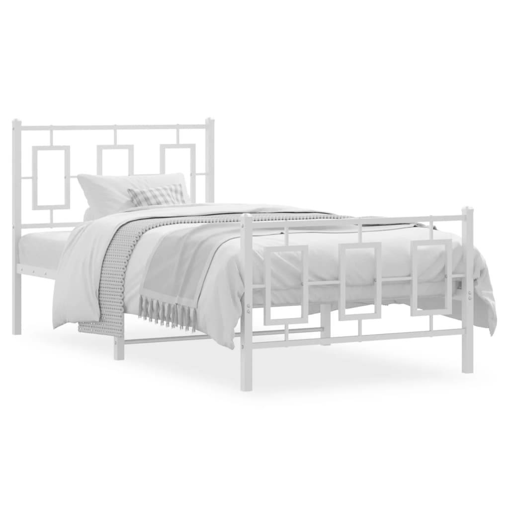 Bedframe met hoofd- en voeteneinde metaal wit 90x200 cm is nu te koop bij PeponiXL, paradijselijk wonen!