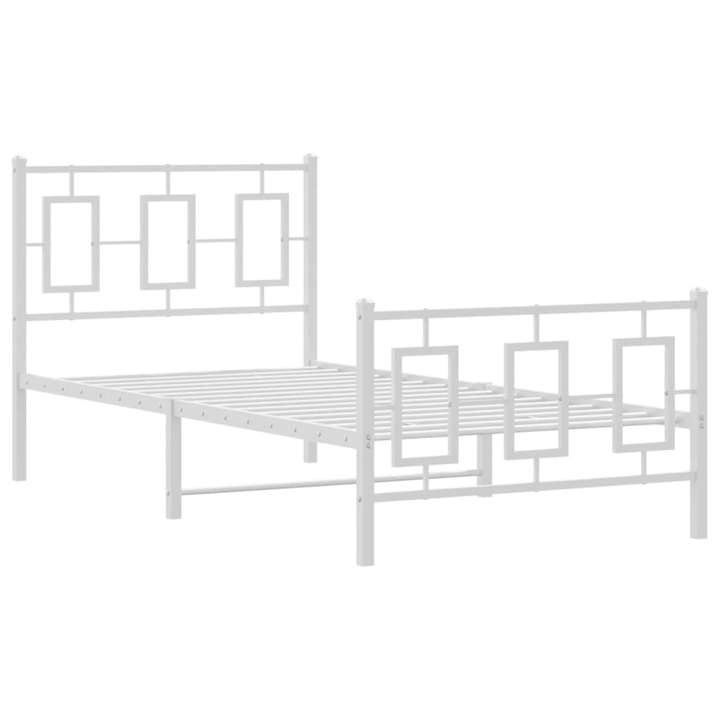 Bedframe met hoofd- en voeteneinde metaal wit 90x200 cm is nu te koop bij PeponiXL, paradijselijk wonen!
