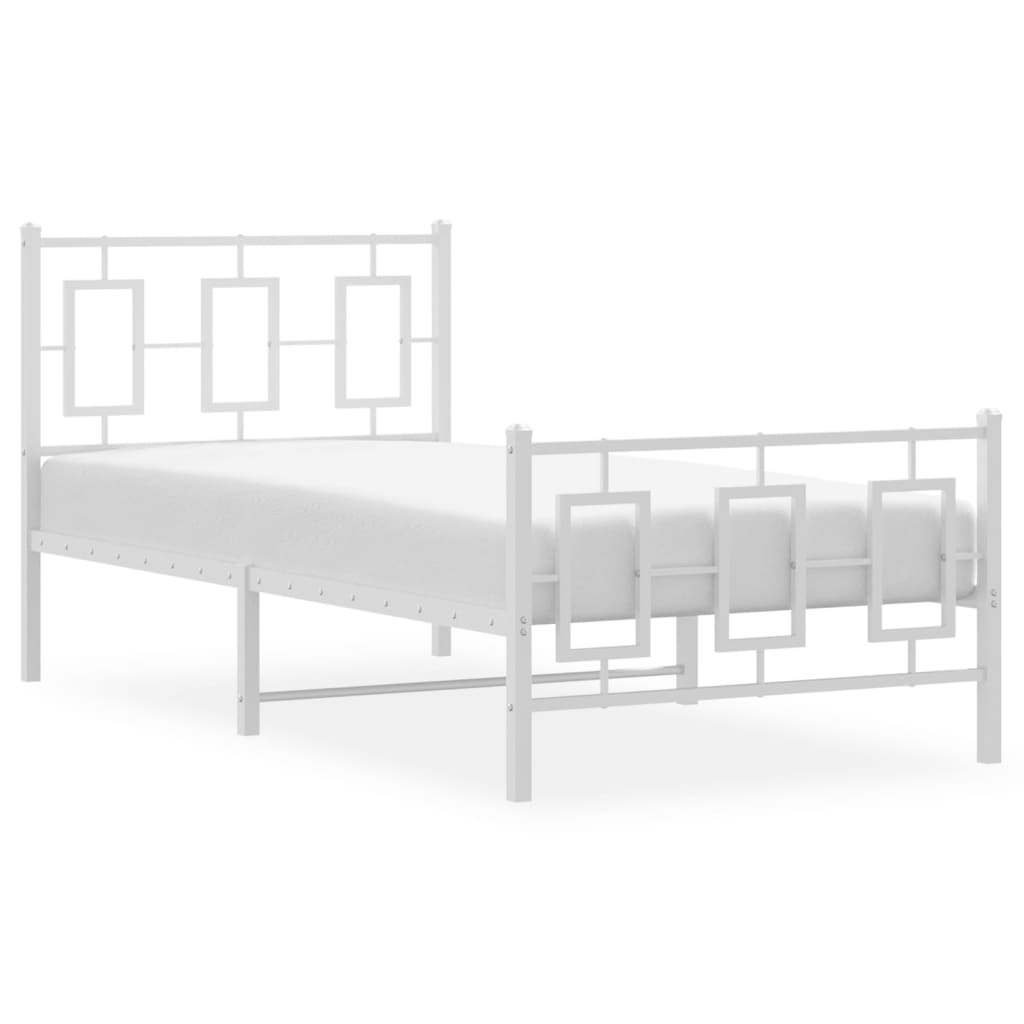 Bedframe met hoofd- en voeteneinde metaal wit 90x200 cm is nu te koop bij PeponiXL, paradijselijk wonen!