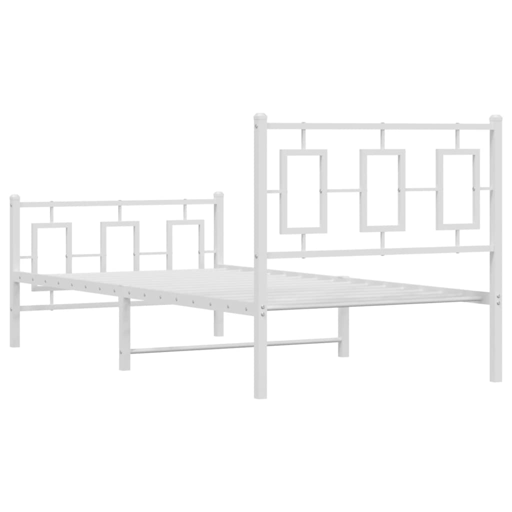 Bedframe met hoofd- en voeteneinde metaal wit 90x200 cm is nu te koop bij PeponiXL, paradijselijk wonen!