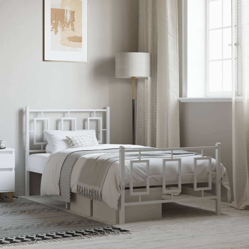 Bedframe met hoofd- en voeteneinde metaal wit 90x200 cm is nu te koop bij PeponiXL, paradijselijk wonen!
