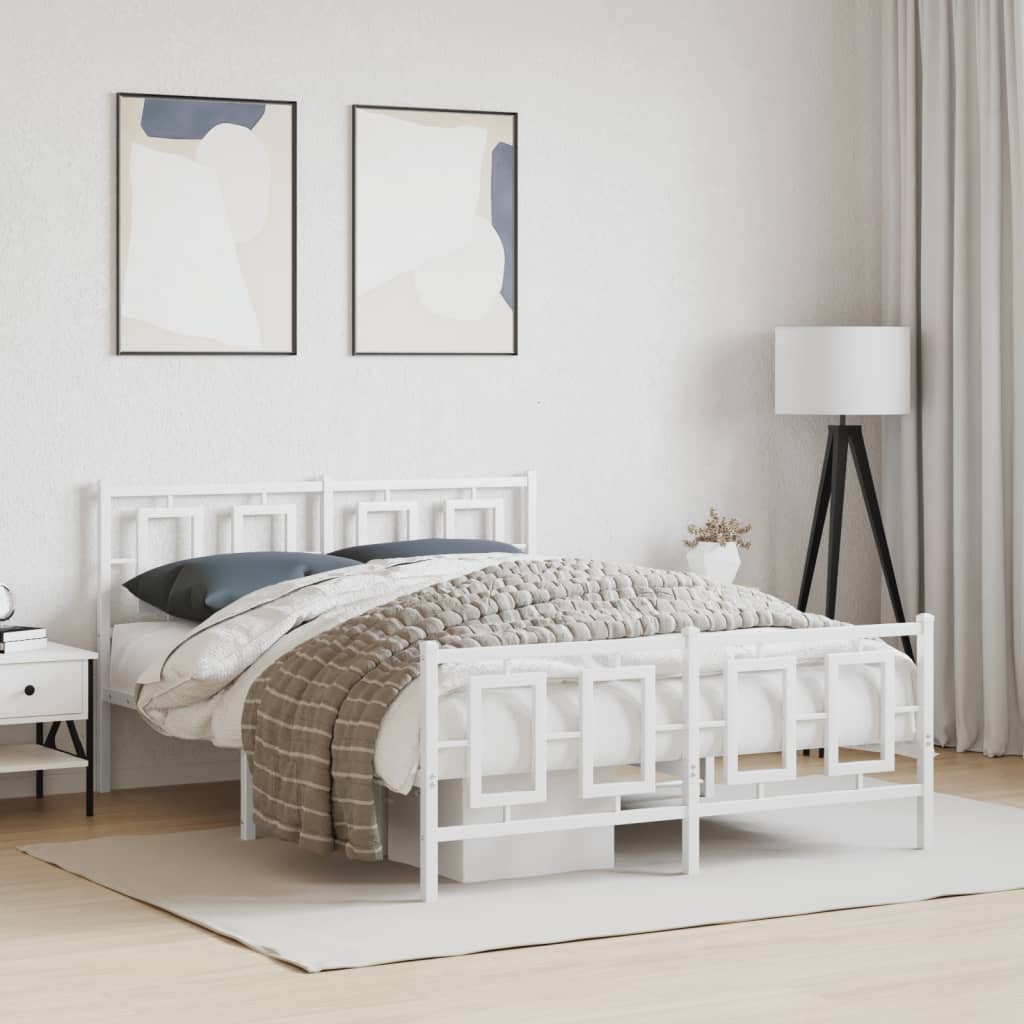 Bedframe met hoofd- en voeteneinde metaal wit 135x190 cm is nu te koop bij PeponiXL, paradijselijk wonen!