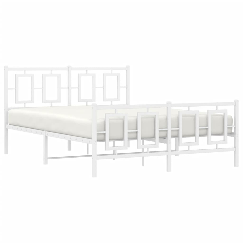 Bedframe met hoofd- en voeteneinde metaal wit 135x190 cm is nu te koop bij PeponiXL, paradijselijk wonen!