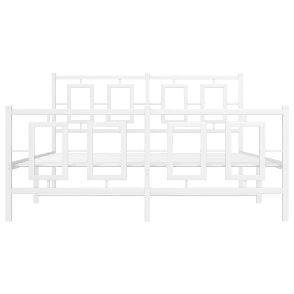 Bedframe met hoofd- en voeteneinde metaal wit 135x190 cm is nu te koop bij PeponiXL, paradijselijk wonen!