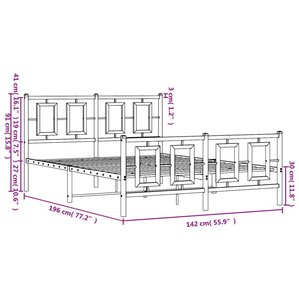 Bedframe met hoofd- en voeteneinde metaal wit 135x190 cm is nu te koop bij PeponiXL, paradijselijk wonen!
