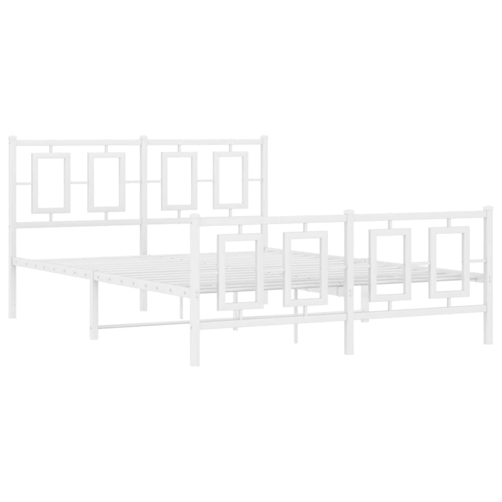 Bedframe met hoofd- en voeteneinde metaal wit 140x190 cm is nu te koop bij PeponiXL, paradijselijk wonen!