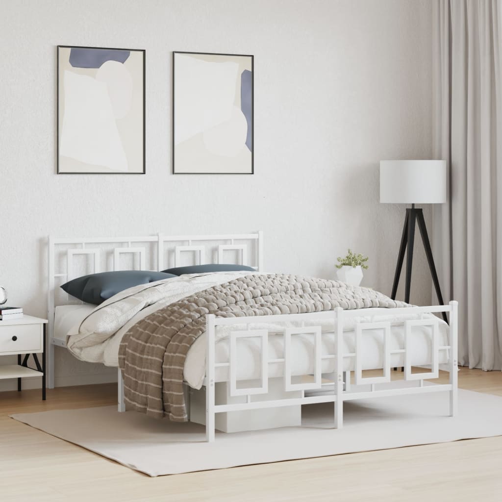 Bedframe met hoofd- en voeteneinde metaal wit 140x190 cm is nu te koop bij PeponiXL, paradijselijk wonen!