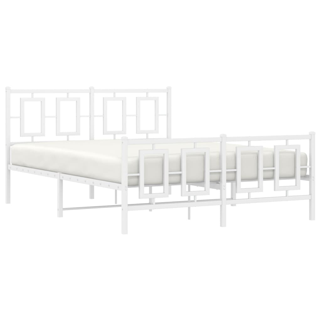 Bedframe met hoofd- en voeteneinde metaal wit 140x190 cm is nu te koop bij PeponiXL, paradijselijk wonen!