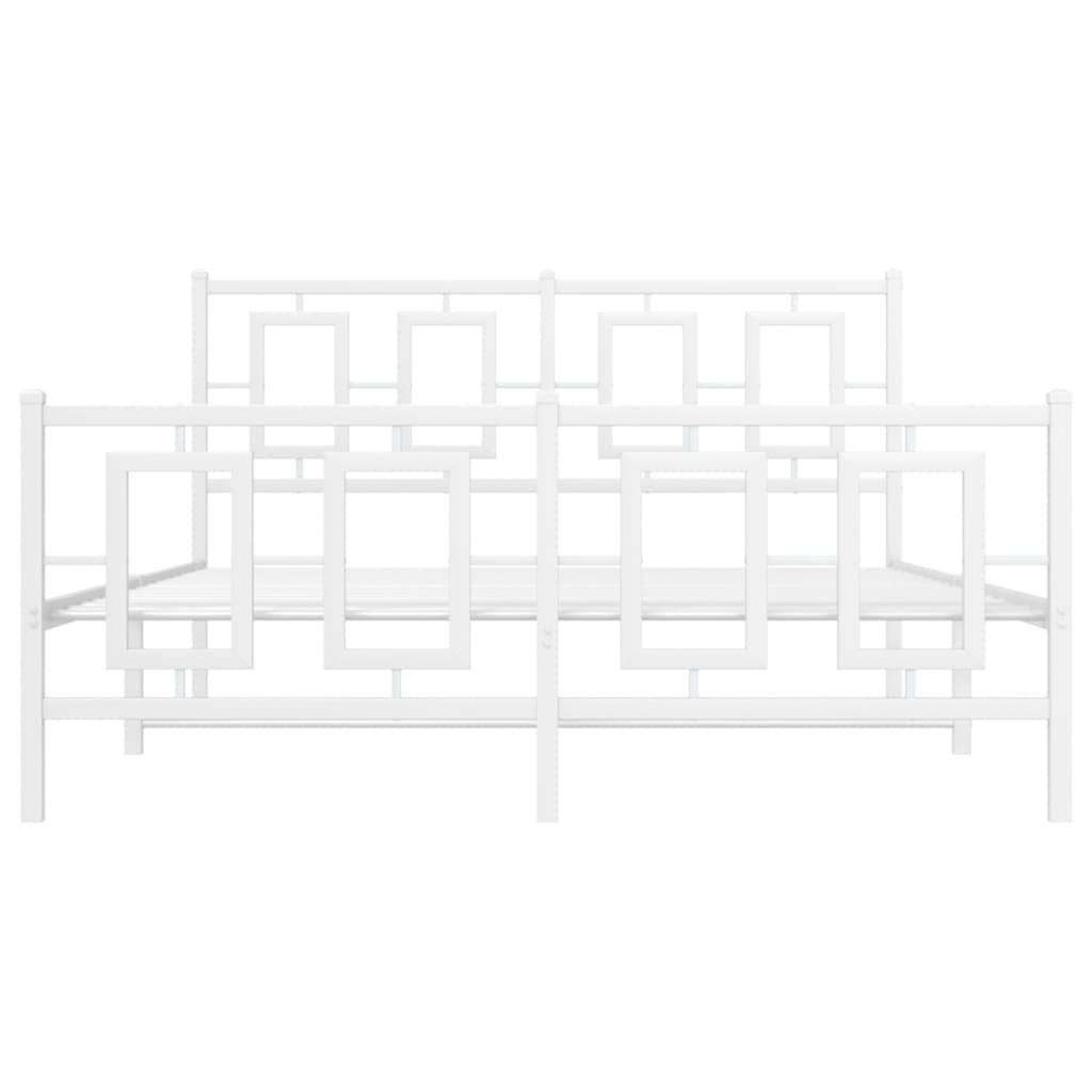 Bedframe met hoofd- en voeteneinde metaal wit 140x190 cm is nu te koop bij PeponiXL, paradijselijk wonen!