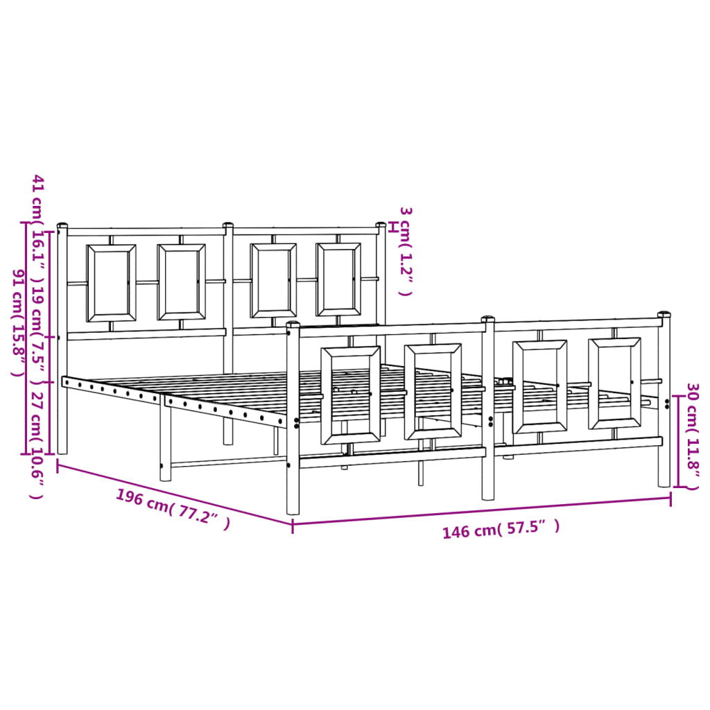 Bedframe met hoofd- en voeteneinde metaal wit 140x190 cm is nu te koop bij PeponiXL, paradijselijk wonen!