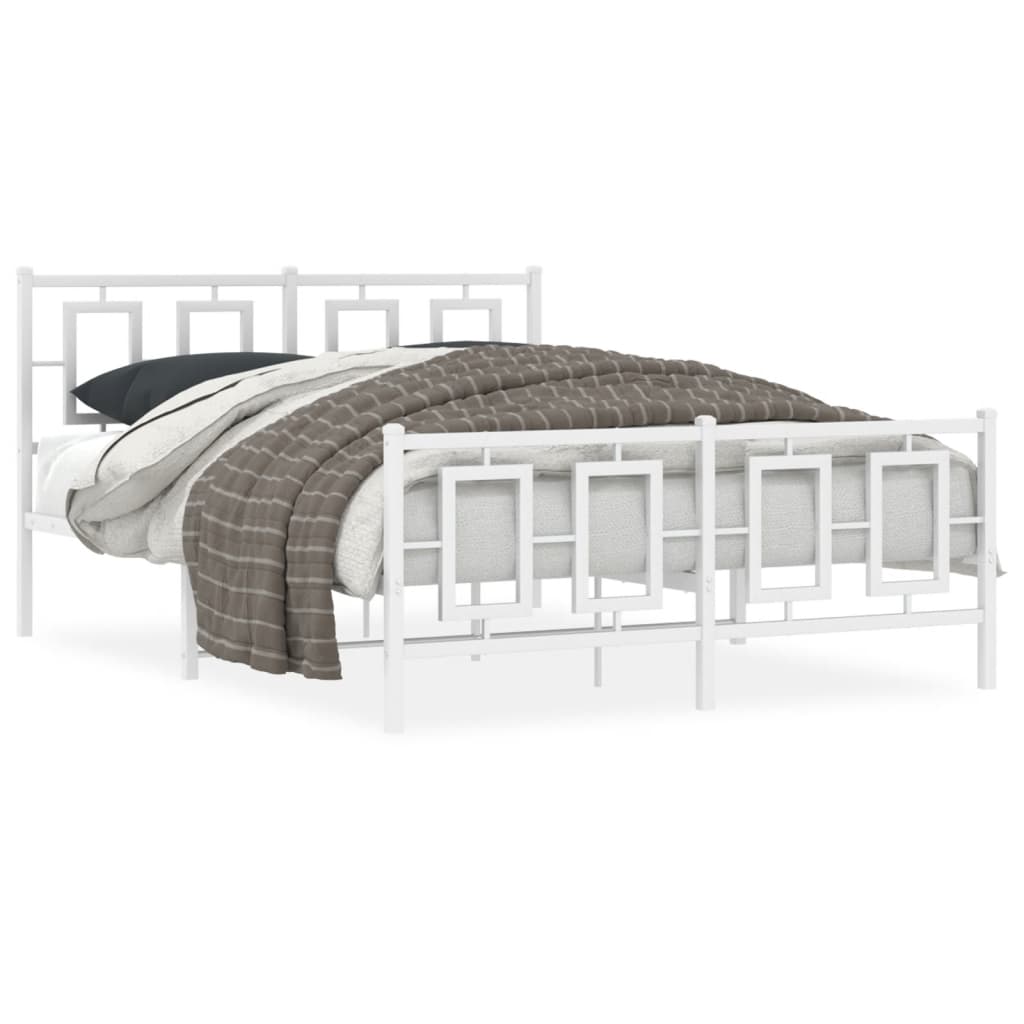 Bedframe met hoofd- en voeteneinde metaal wit 140x190 cm is nu te koop bij PeponiXL, paradijselijk wonen!