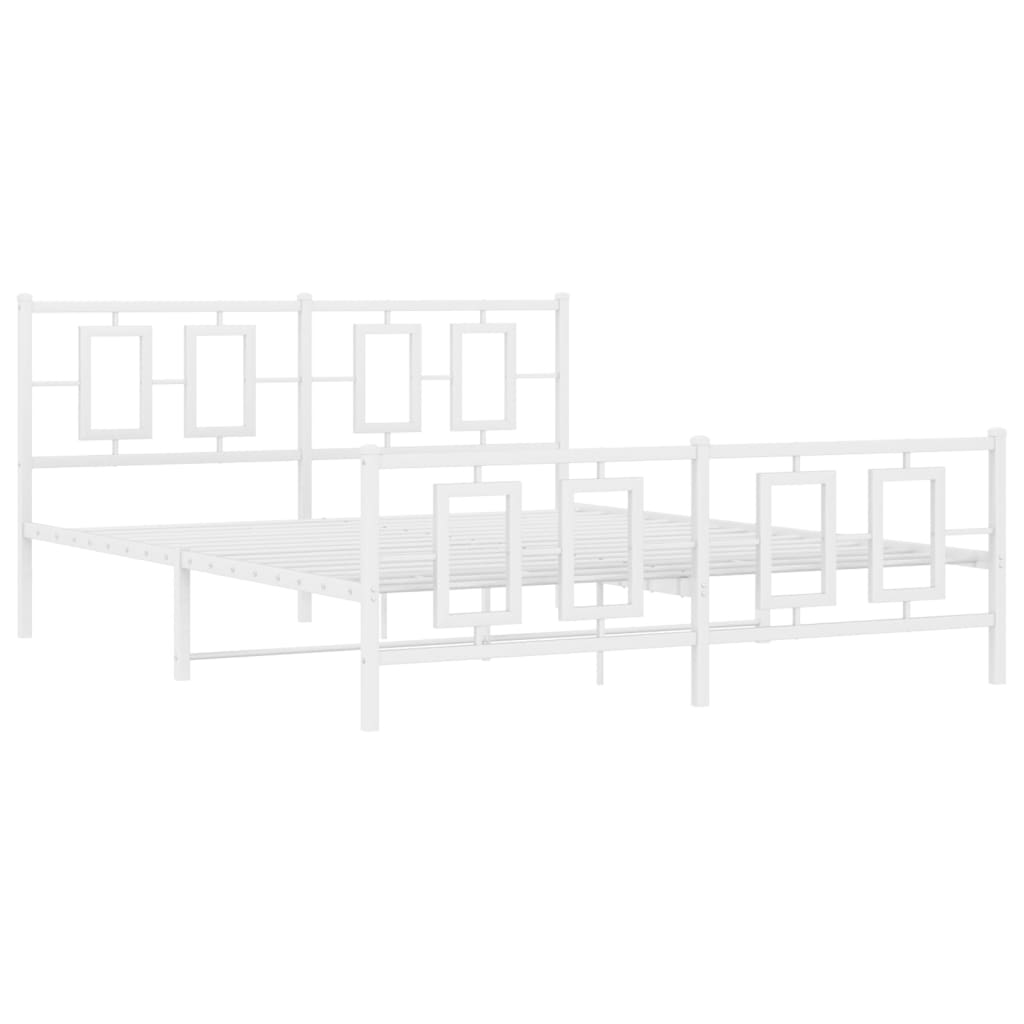 Bedframe met hoofd- en voeteneinde metaal wit 150x200 cm is nu te koop bij PeponiXL, paradijselijk wonen!
