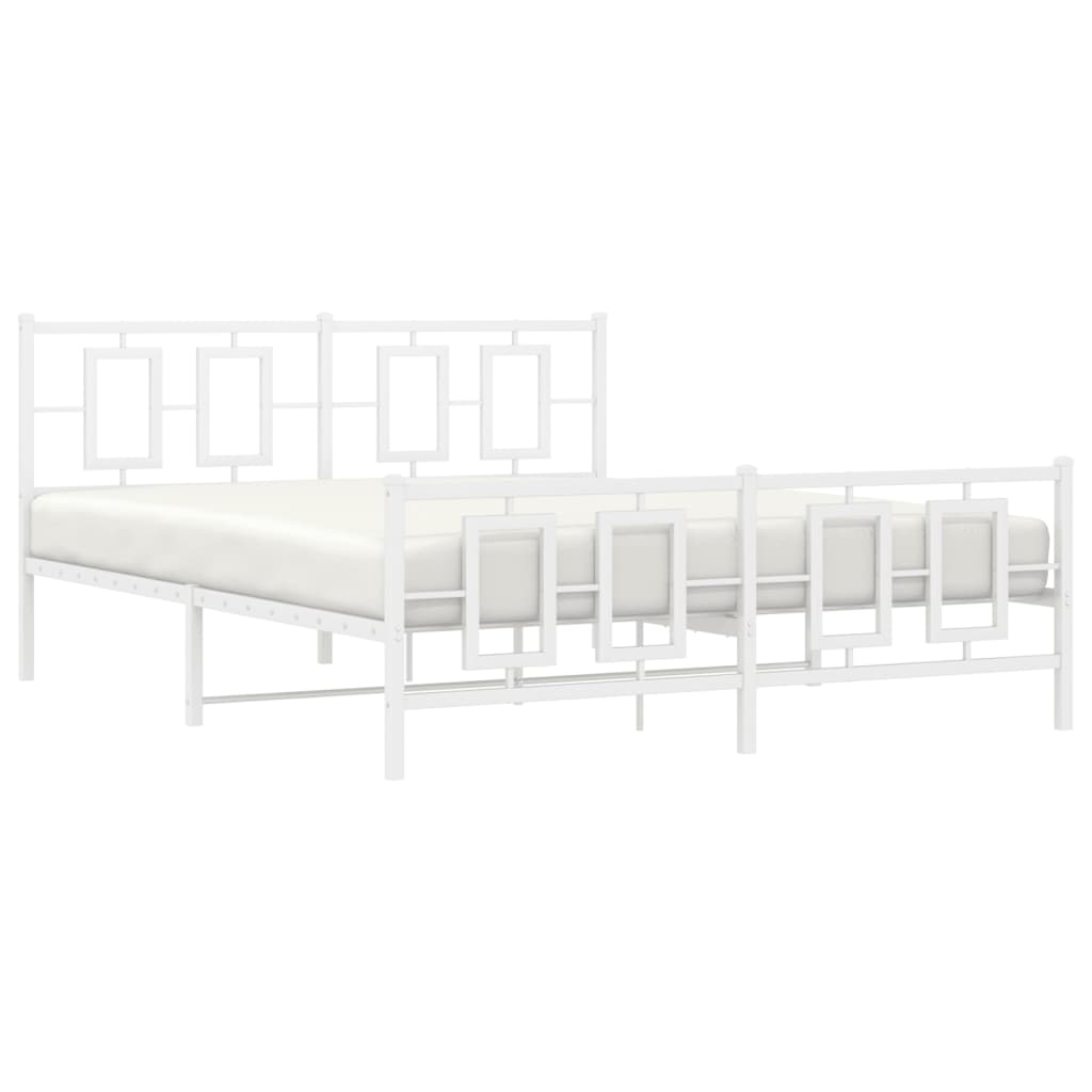 Bedframe met hoofd- en voeteneinde metaal wit 150x200 cm is nu te koop bij PeponiXL, paradijselijk wonen!