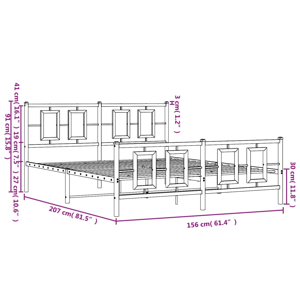 Bedframe met hoofd- en voeteneinde metaal wit 150x200 cm is nu te koop bij PeponiXL, paradijselijk wonen!
