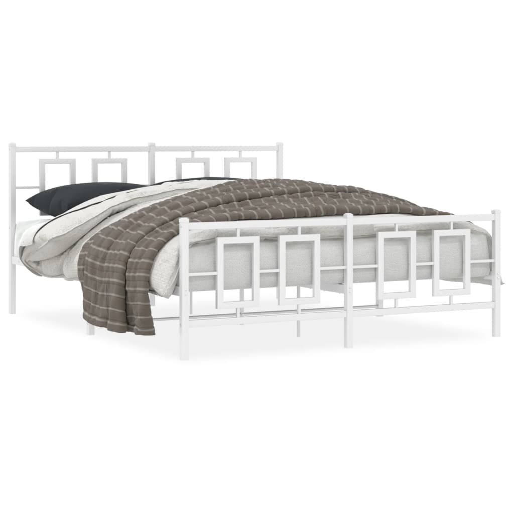 Bedframe met hoofd- en voeteneinde metaal wit 150x200 cm is nu te koop bij PeponiXL, paradijselijk wonen!
