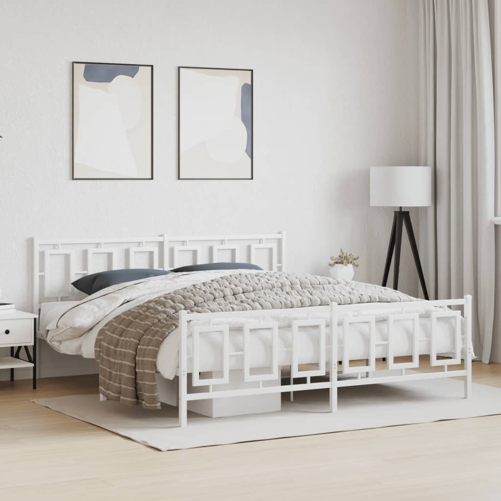 Bedframe met hoofd- en voeteneinde metaal wit 180x200 cm is nu te koop bij PeponiXL, paradijselijk wonen!