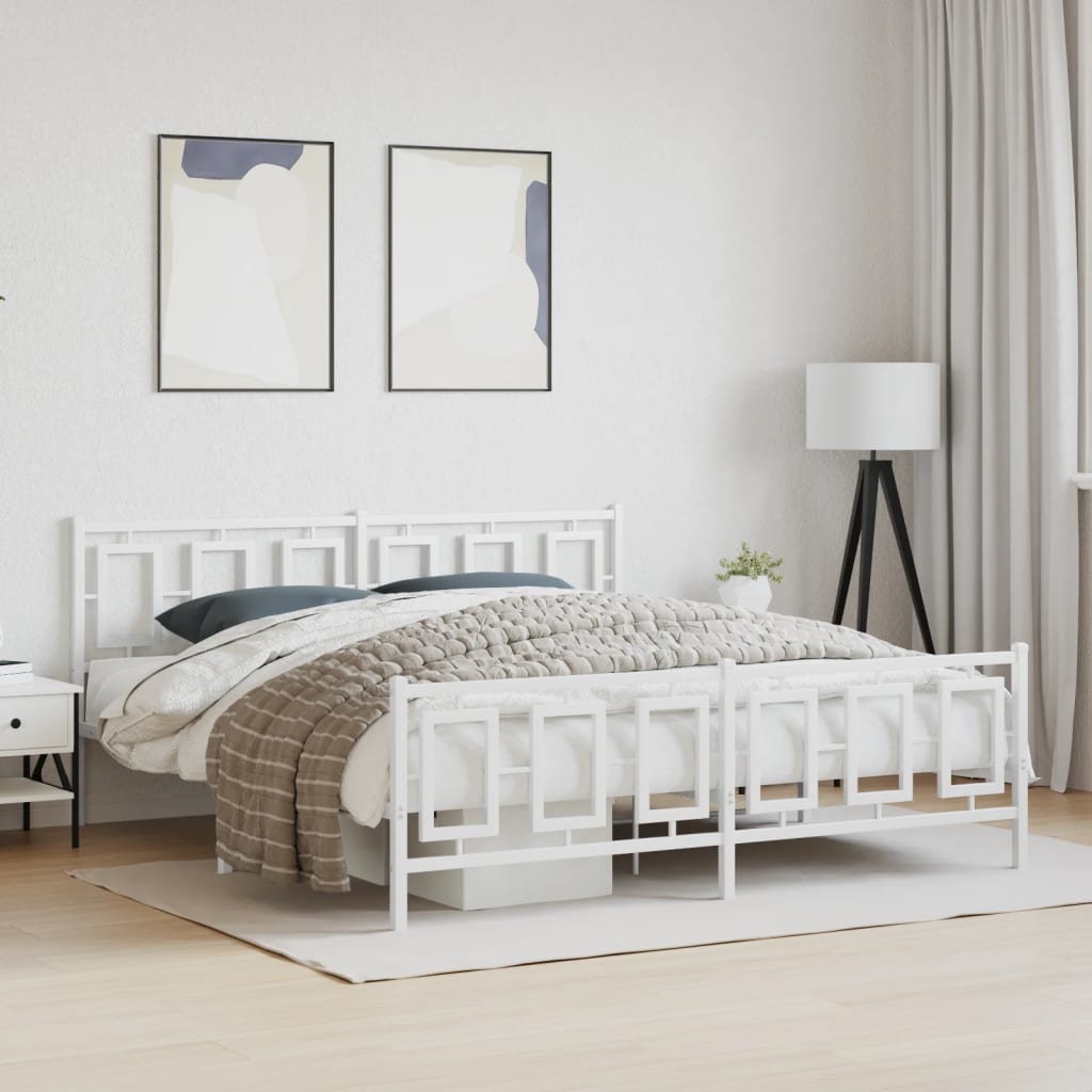 Bedframe met hoofd- en voeteneinde metaal wit 183x213 cm is nu te koop bij PeponiXL, paradijselijk wonen!