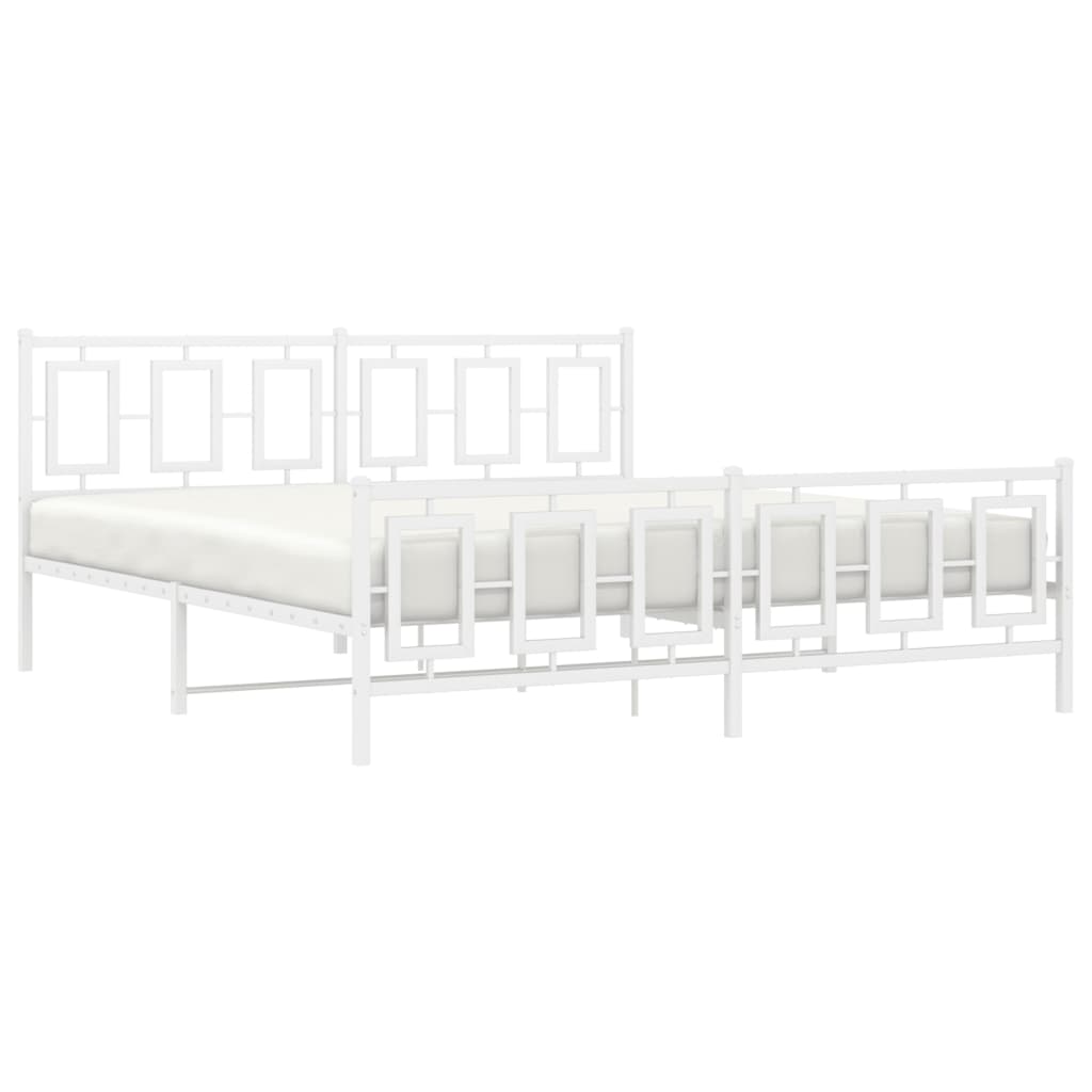 Bedframe met hoofd- en voeteneinde metaal wit 183x213 cm is nu te koop bij PeponiXL, paradijselijk wonen!