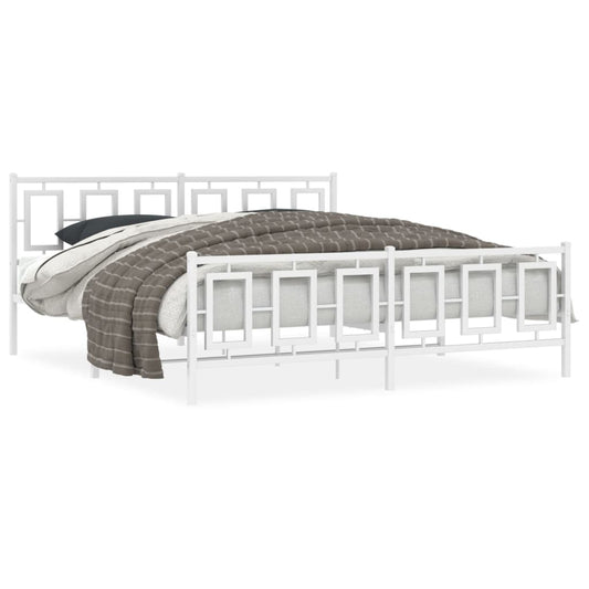 Bedframe met hoofd- en voeteneinde metaal wit 183x213 cm is nu te koop bij PeponiXL, paradijselijk wonen!