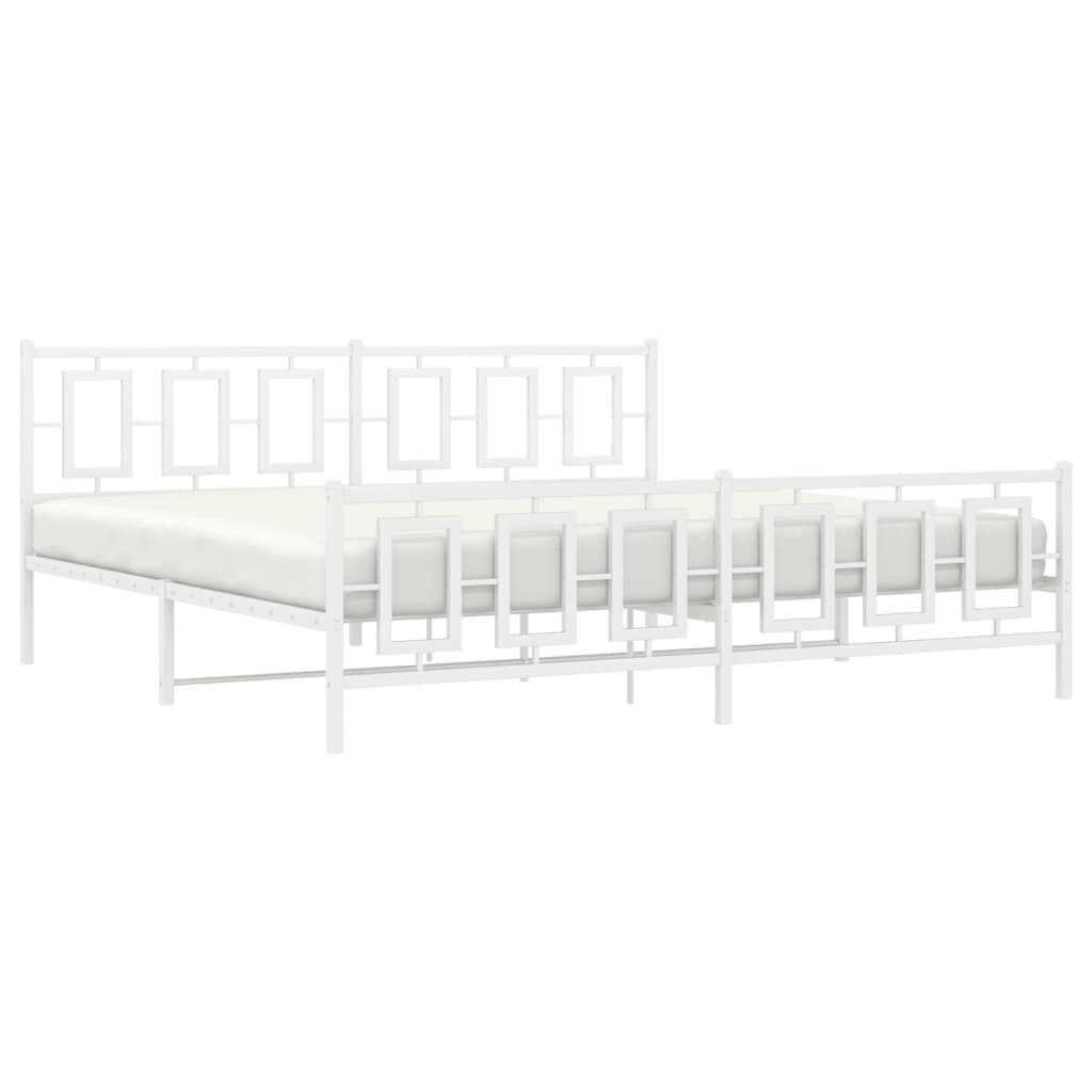 Bedframe met hoofd- en voeteneinde metaal wit 200x200 cm is nu te koop bij PeponiXL, paradijselijk wonen!