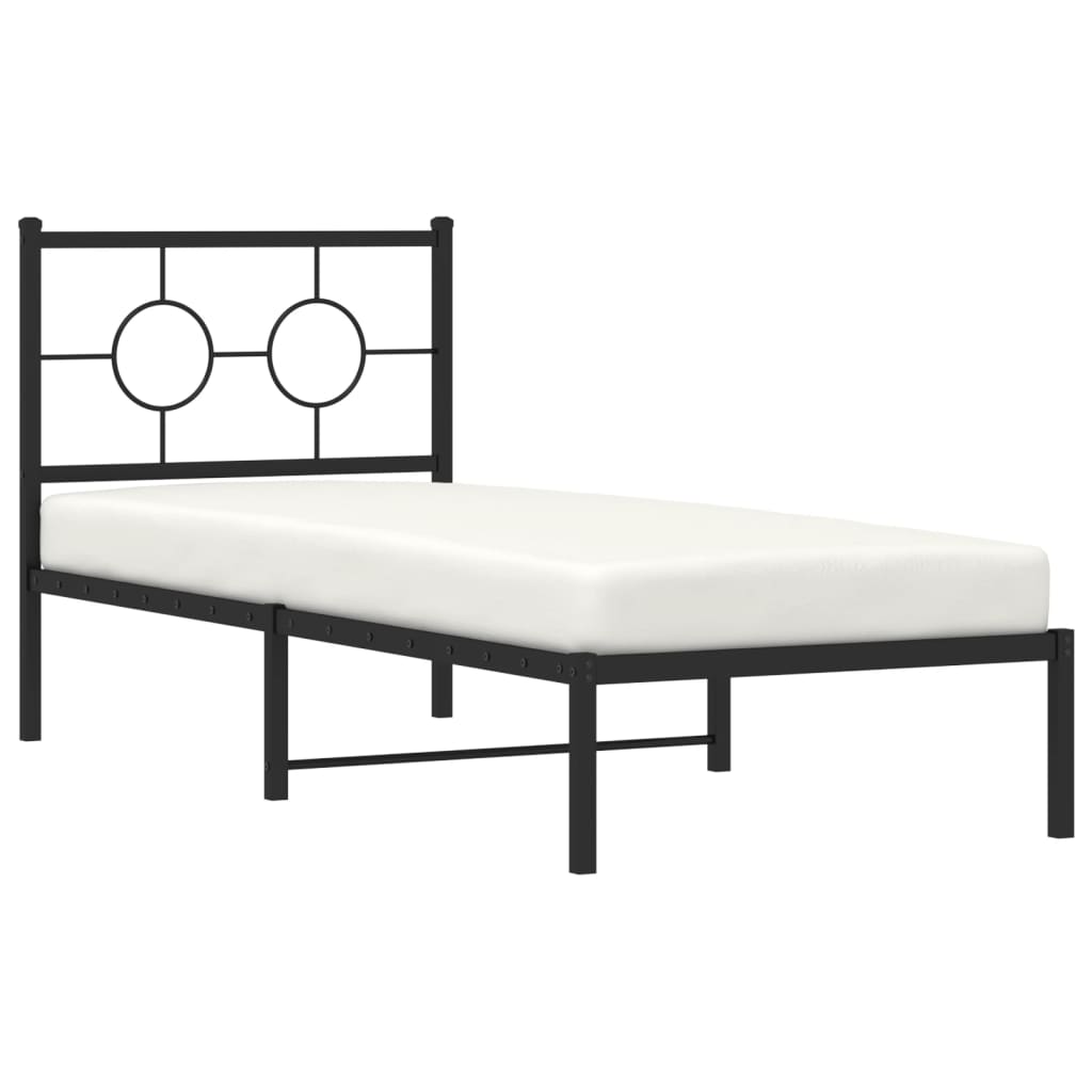 Bedframe met hoofdbord metaal zwart 80x200 cm is nu te koop bij PeponiXL, paradijselijk wonen!