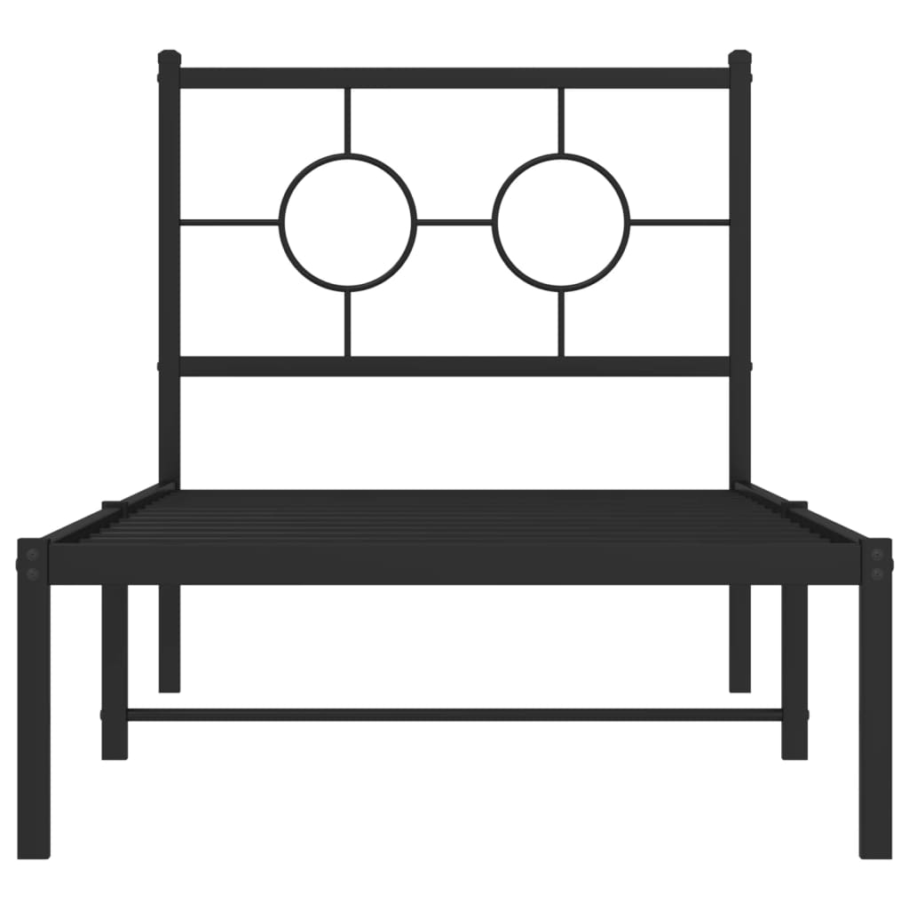 Bedframe met hoofdbord metaal zwart 80x200 cm is nu te koop bij PeponiXL, paradijselijk wonen!