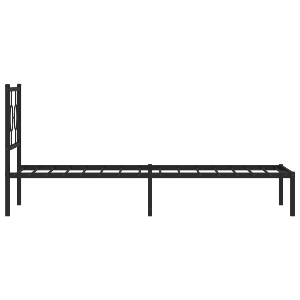 Bedframe met hoofdbord metaal zwart 80x200 cm is nu te koop bij PeponiXL, paradijselijk wonen!