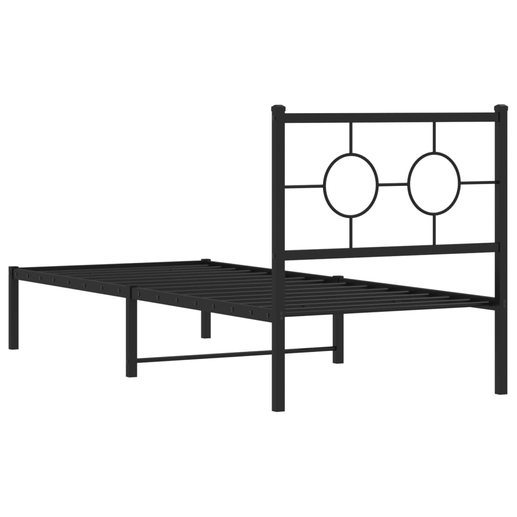 Bedframe met hoofdbord metaal zwart 80x200 cm is nu te koop bij PeponiXL, paradijselijk wonen!