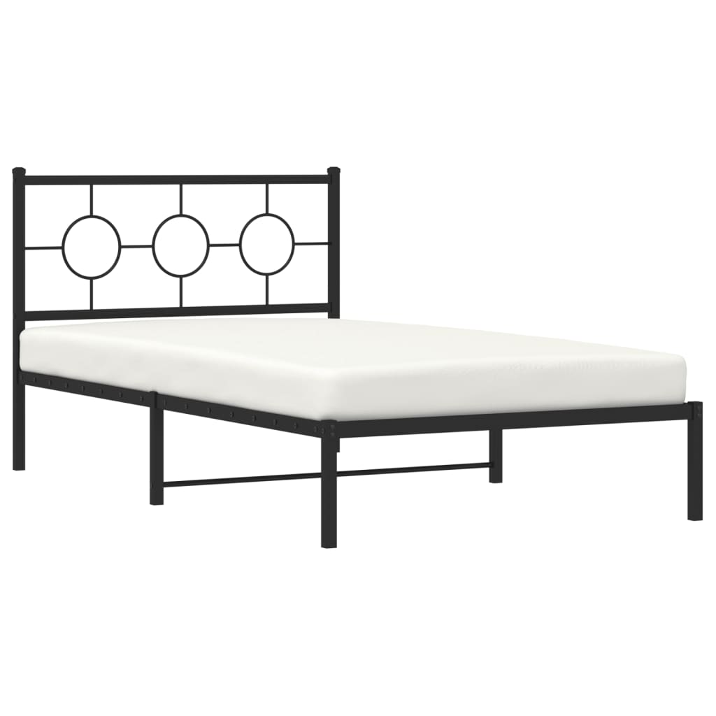Bedframe met hoofdbord metaal zwart 107x203 cm is nu te koop bij PeponiXL, paradijselijk wonen!