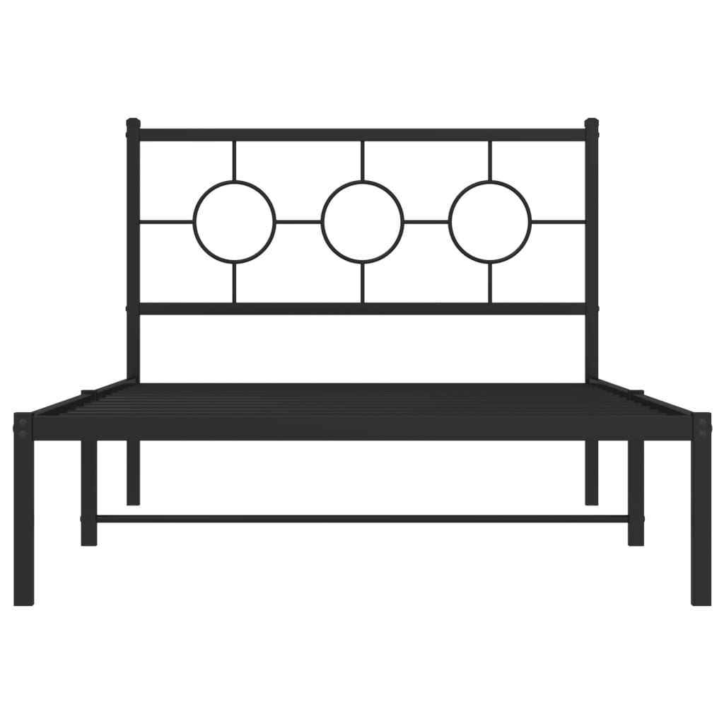 Bedframe met hoofdbord metaal zwart 107x203 cm is nu te koop bij PeponiXL, paradijselijk wonen!