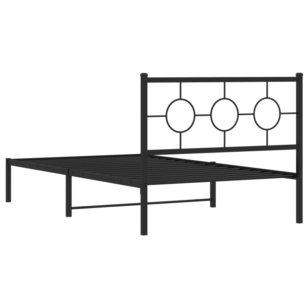 Bedframe met hoofdbord metaal zwart 107x203 cm is nu te koop bij PeponiXL, paradijselijk wonen!