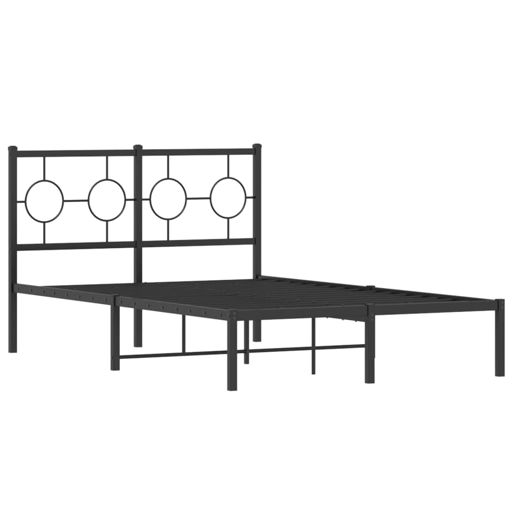 Bedframe met hoofdbord metaal zwart 120x190 cm is nu te koop bij PeponiXL, paradijselijk wonen!