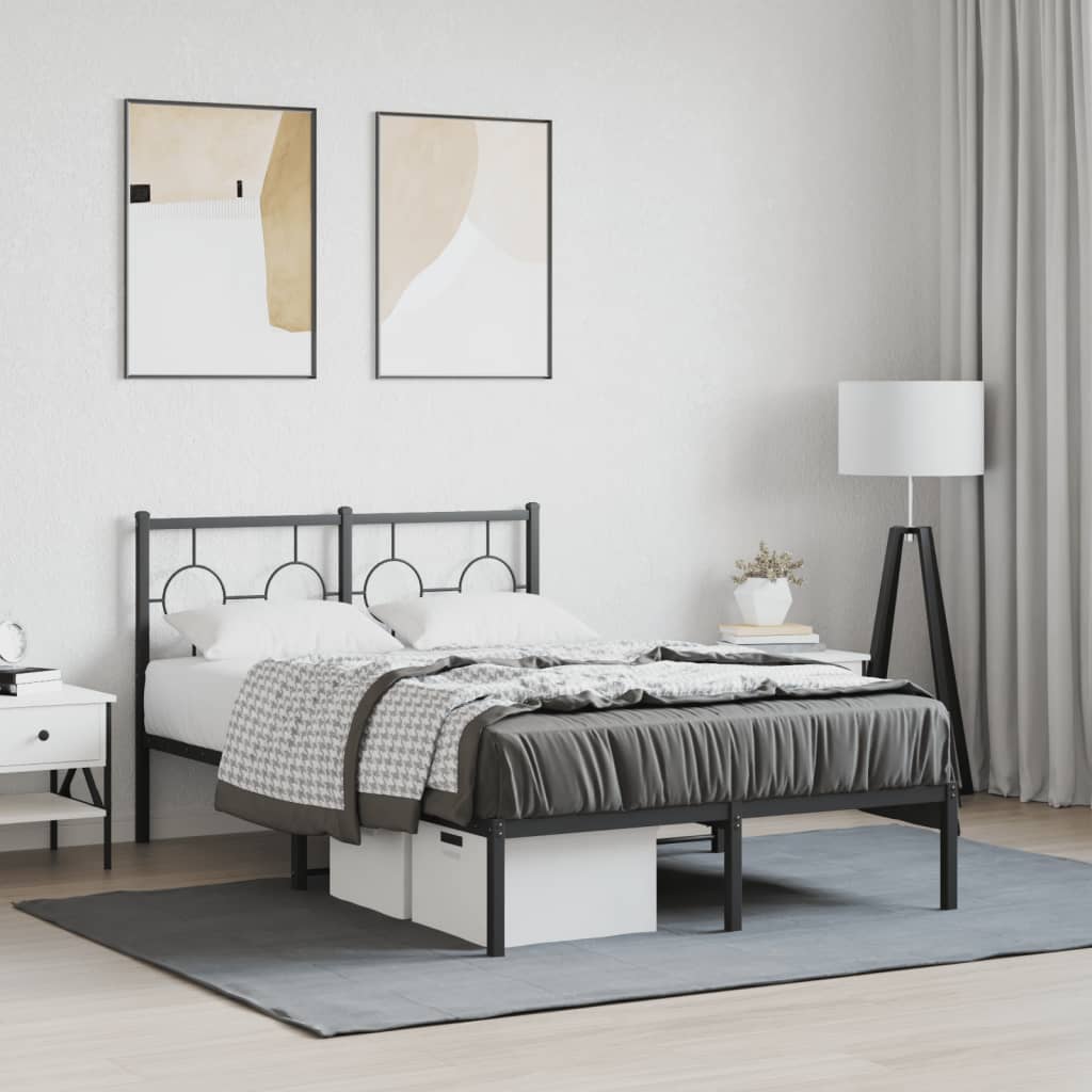Bedframe met hoofdbord metaal zwart 120x190 cm is nu te koop bij PeponiXL, paradijselijk wonen!