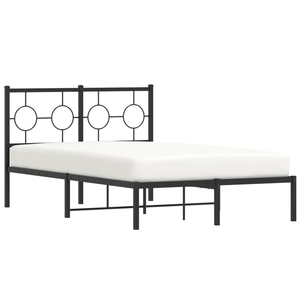 Bedframe met hoofdbord metaal zwart 120x190 cm is nu te koop bij PeponiXL, paradijselijk wonen!